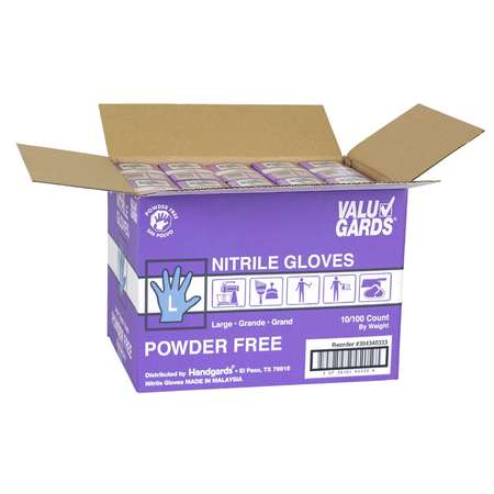 Valugards Valugards Purple, Nitrile Disposable Gloves, Nitrile, Powder-Free, L, 1000 PK, Purple 304340333